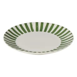 Ontbijtbord streep - groen/wit - ø20.5x2 cm
