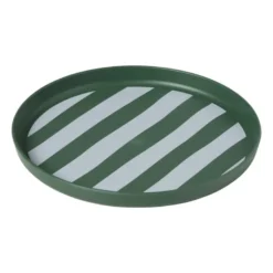 Ontbijtbord streep - groen/wit - ø20x2 cm