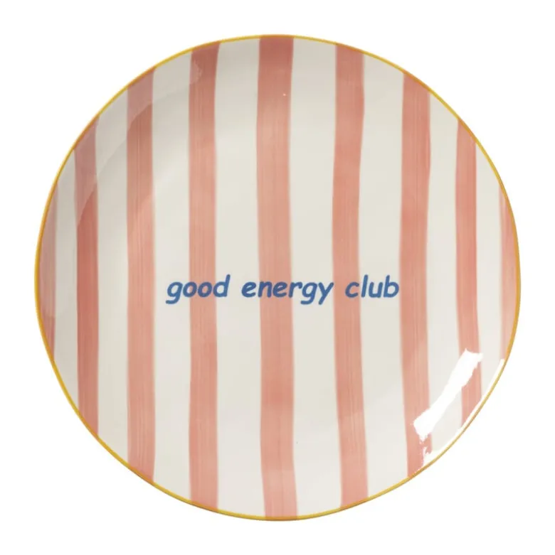 Ontbijtbord streep - roze - ø2.5x21 cm - Happy at Home by Sanny