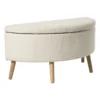 Opbergbank bouclé ovaal - beige - 47x100x42 cm