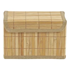 Opbergmand met deksel - bamboe - 14x25x16 cm