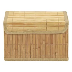 Opbergmand met deksel - bamboe - 19x28.5x18 cm