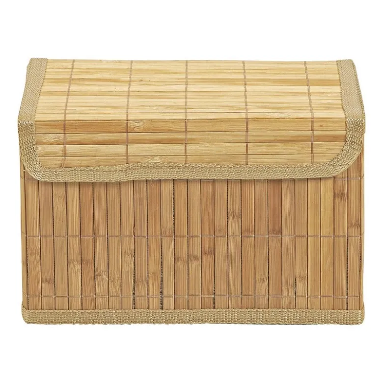 Opbergmand met deksel - bamboe - 19x28.5x18 cm