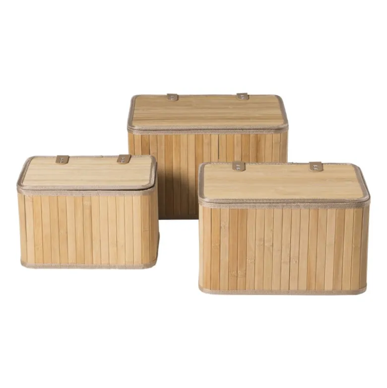 Opbergmand met deksel Oscar - 22x26x36 cm - naturel