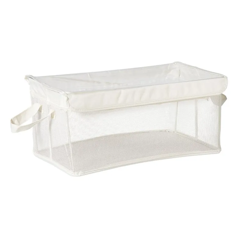Opbergmand met handvatten - wit - 25x44x20 cm