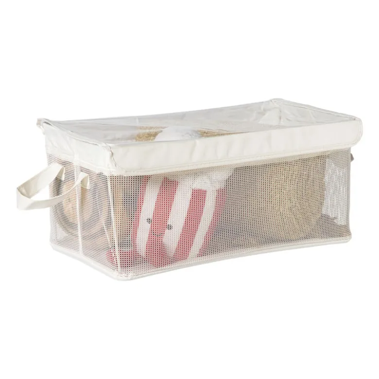 Opbergmand met handvatten - wit - 25x44x20 cm