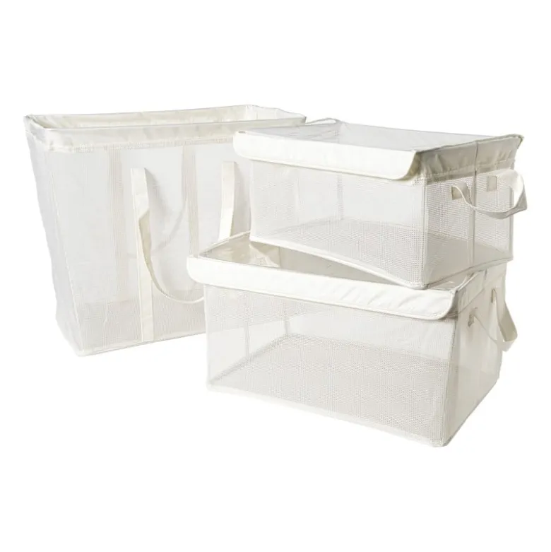 Opbergmand met handvatten - wit - 25x44x20 cm