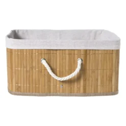 Opbergmand rechthoek laag - bamboe - 26x35x18 cm