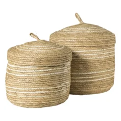 Opbergmand rond - beige - ø30x30 cm
