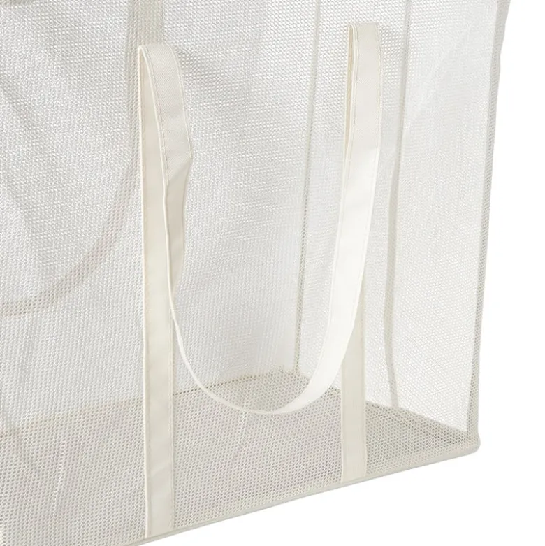 Opbergmand/wasmand met handvatten - wit - 53x46x33 cm