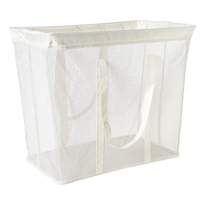 Opbergmand/wasmand met handvatten - wit - 53x46x33 cm