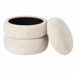 Opbergpoef bubbles - beige - ø41x41 cm