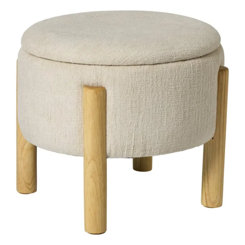 Opbergpoef Mandy - beige - ø45x38 cm