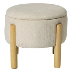 Opbergpoef Mandy - beige - ø45x38 cm