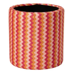 Opbergpoef retro - oranje/roze - ø35x40 cm