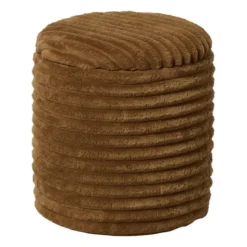 Opbergpoef rib - bruin - ø35x38 cm