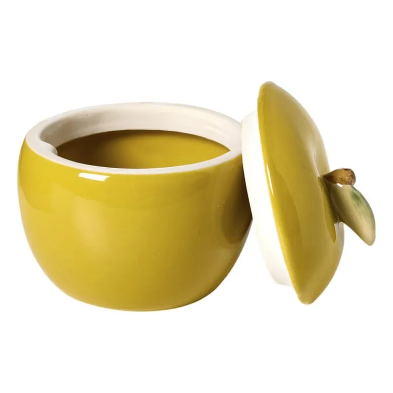 Opbergpot appel met deksel - groen - 8.8x8.2x8 cm