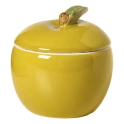 Opbergpot appel met deksel - groen - 8.8x8.2x8 cm