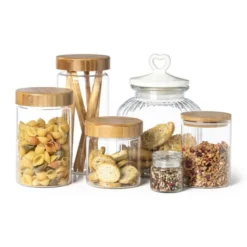 Opbergpot met bamboe deksel - 600 ml