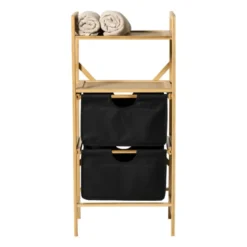 Opbergrek met twee laden - bruin/zwart - 96x44x33 cm