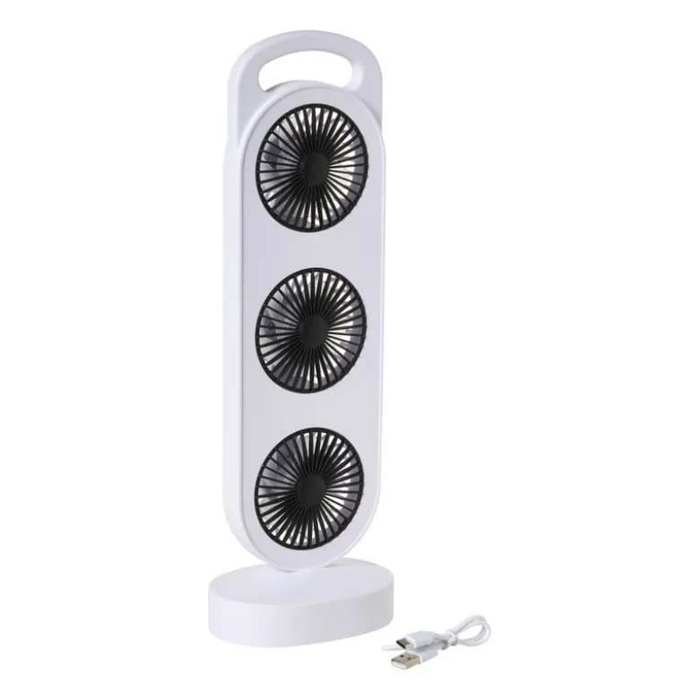 Oplaadbare USB ventilator - wit - 37.5x13x8.7 cm