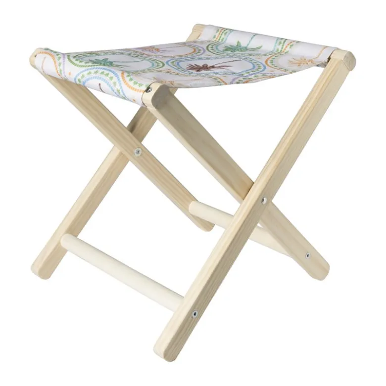 Opvouwbaar strandkrukje palm - multikleur - 37x32x35 cm
