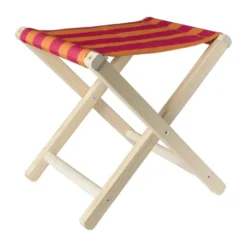 Opvouwbaar strandkrukje streep - roze/rood - 37x32x35 cm