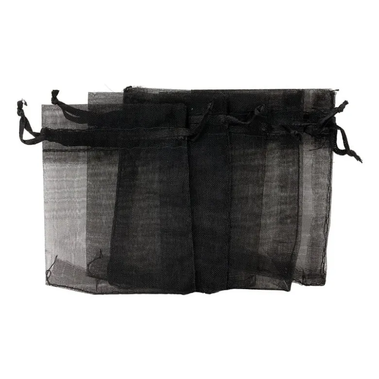 Organza zakjes - zwart - 5 stuks