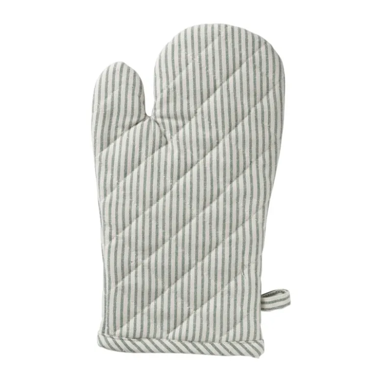 Ovenwant gestreept - groen/wit - 18x32 cm