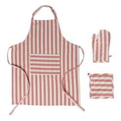Ovenwant gestreept - oranje/wit - 18x32 cm