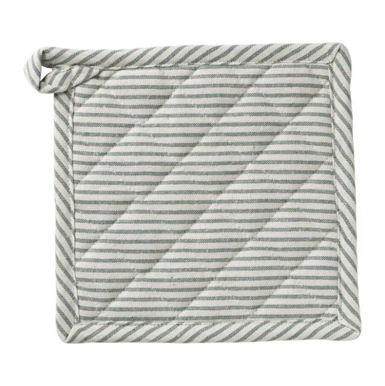 Pannenlap gestreept - groen/wit - 20x20 cm