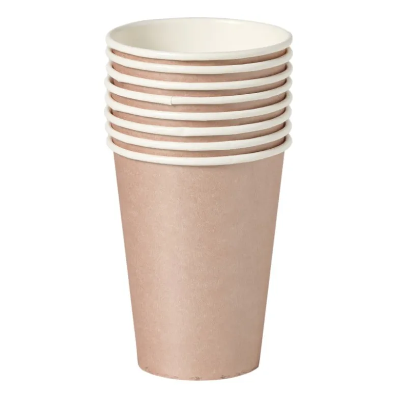 Papieren bekers - roségoudkleurig - set van 8