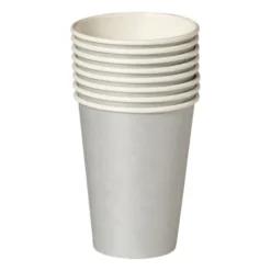 Papieren bekers - zilverkleurig - set van 8