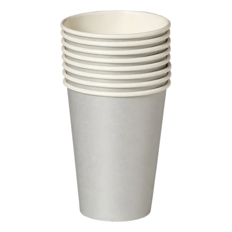 Papieren bekers - zilverkleurig - set van 8