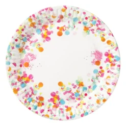 Papieren bordjes confetti ø18 cm - multikleur - set van 8