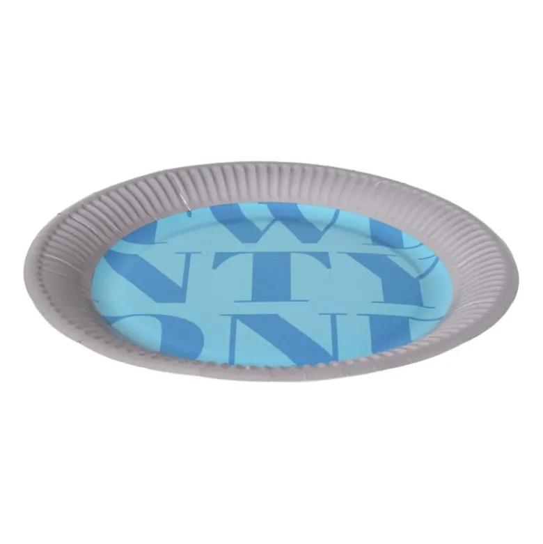 Papieren bordjes 21 jaar - blauw - set van 8