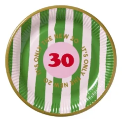 Papieren bordjes 30 jaar - roze - set van 8
