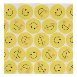 Papieren servetten smiley - geel - set van 20