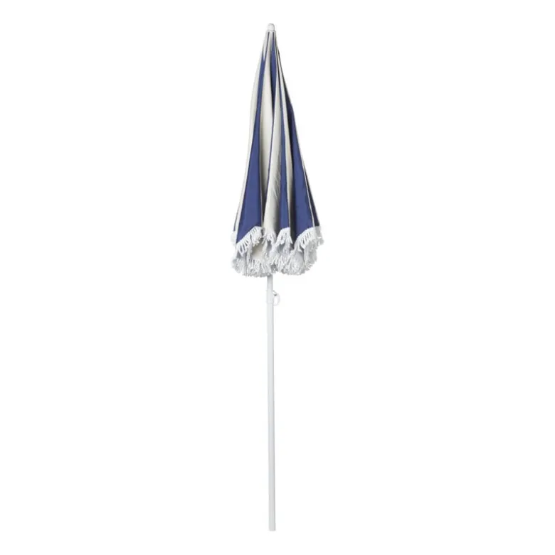 Parasol gestreept - blauw/wit - ø160x180 cm