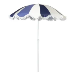 Parasol gestreept - blauw/wit - ø160x180 cm