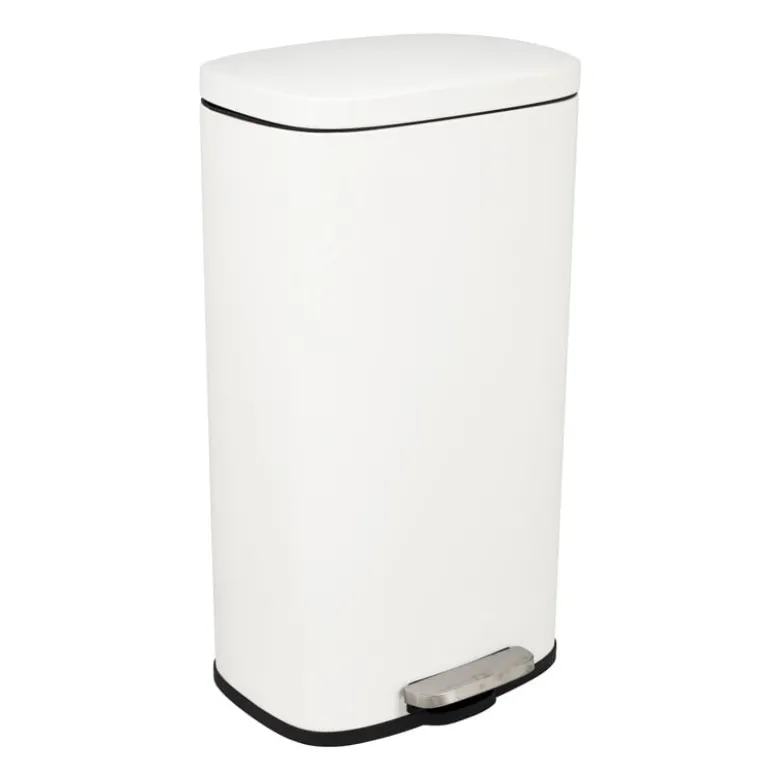 Pedaalemmer rechthoek - mat wit - 30 liter