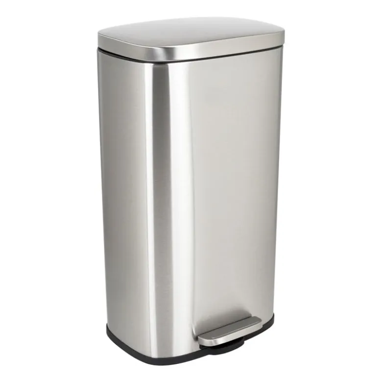 Pedaalemmer rechthoek - zilver - 30 liter