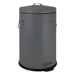 Pedaalemmer retro look - grijs - 12 liter