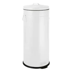 Pedaalemmer retro look - wit - 30 liter