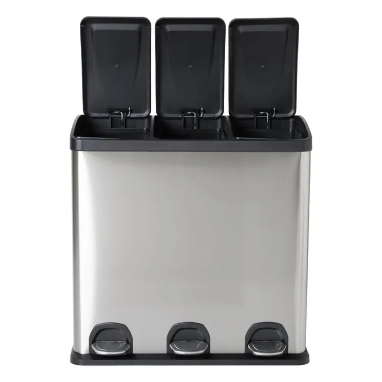Pedaalemmer triple bin - 3x20 liter