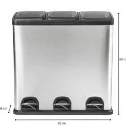 Pedaalemmer triple bin - 3x20 liter