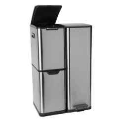 Pedaalemmer 3 vakken - zilver - 60 liter
