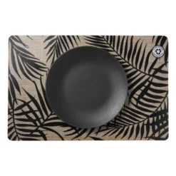 Placemat bladeren - beige/zwart - 43.5x28.5 cm - diverse varianten