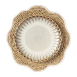 Placemat bloem wit - zeegras - ø38 cm