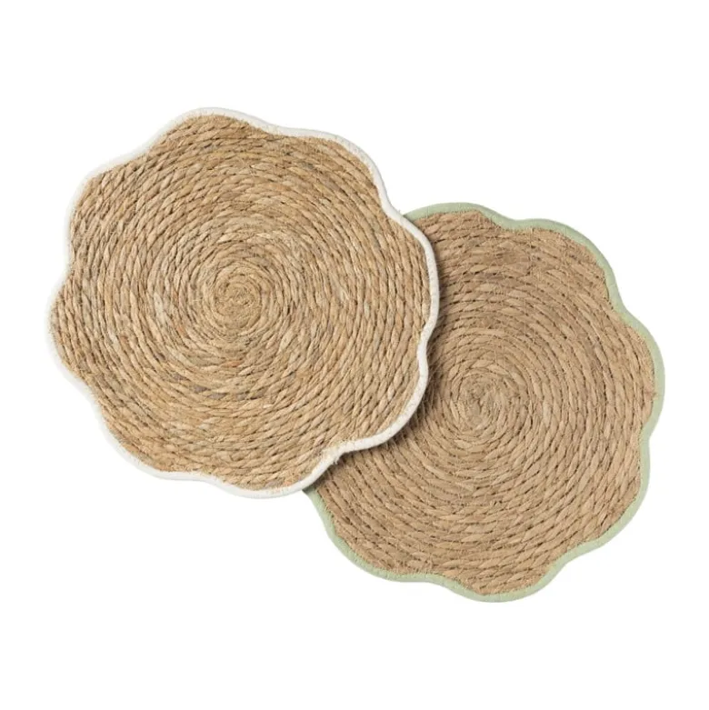 Placemat bloem wit - zeegras - ø38 cm